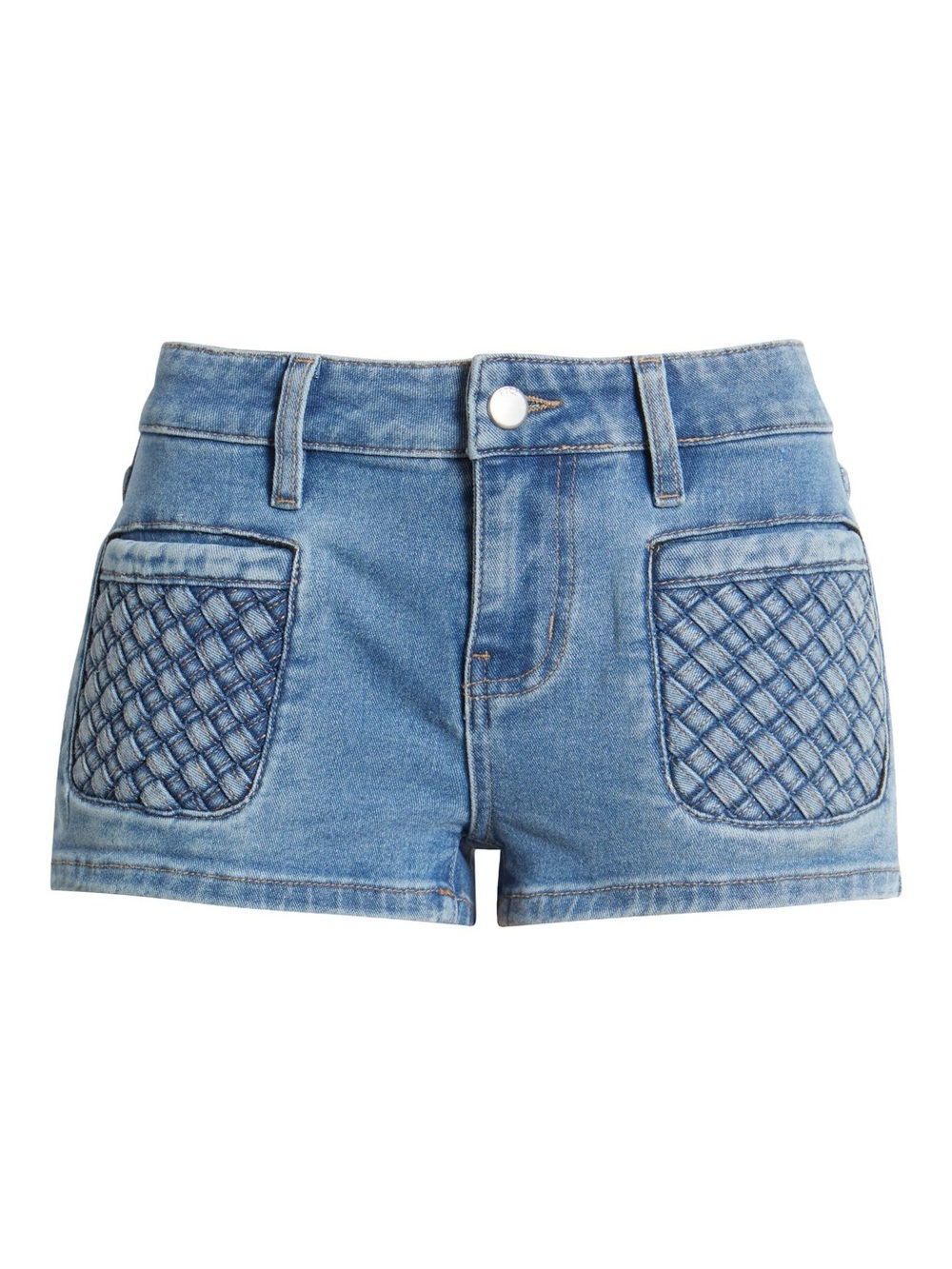 NEW PTCL Marina Woven Pocket Denim Quilted Pocket Shorts Blue Jean Size 28